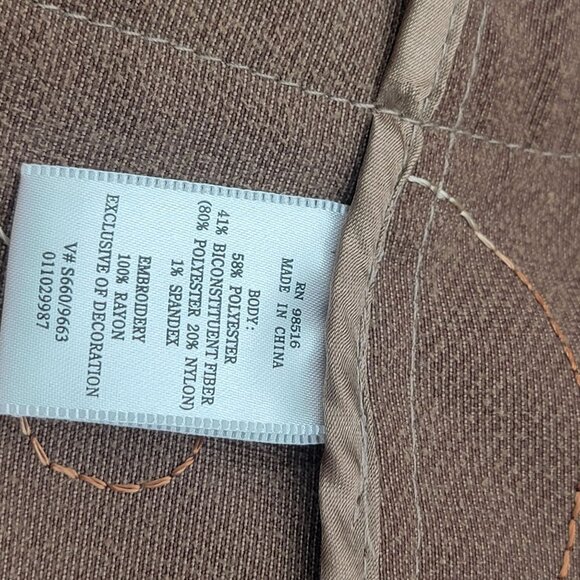 Brown Embroidered Paisley Zip-Up Jacket With High Collar & Back Buttoned details - Picture 14 of 15